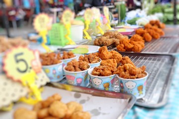 fried nuggets at street food