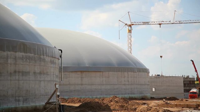 Production of biogas. Biogas plant. Construction of production facilities for processing chicken litter in biogas. Alternative Energy with Bio Technology