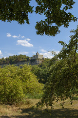 Fototapeta na wymiar Rudelsburg oberhalb des Dorfes Saaleck bei Naumburg in Sachsen-Anhalt
