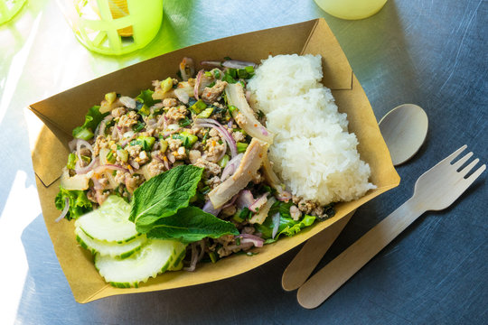 traditional Thailand cuisine, North Eastern Thai-style Spicy Pork Salad.
