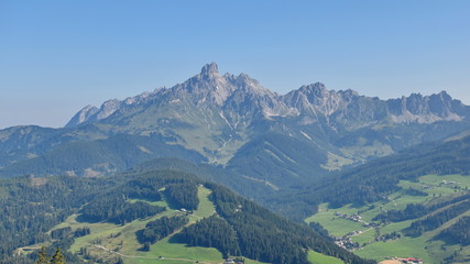 Fototapeta na wymiar View on Dachstein Mountain, Bischofsmuetze in the background, Salzkammergut, AustriaAustria