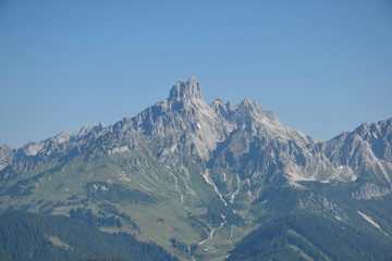 Fototapeta na wymiar View on Dachstein Mountain, Bischofsmuetze in the background, Salzkammergut, AustriaAustria