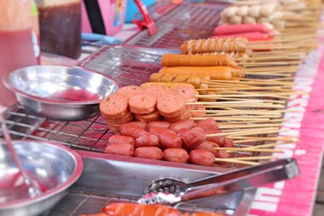 Fried sausage at street food