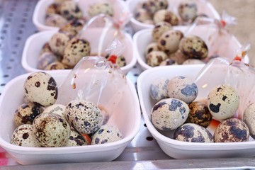 Quail eggs at street food