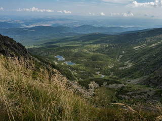 Fototapeta premium Great Snowy Pit, Wielki Sniezny Kociol Giant Mountains, Krkonose, Karkonosze mountain range on Czech-Polish border, part of Sudetes mountain system, central Europe.