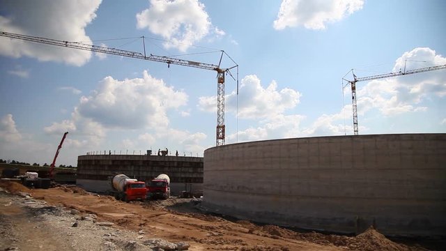 Production of biogas. Biogas plant. Construction of production facilities for processing chicken litter in biogas. Alternative Energy with Bio Technology