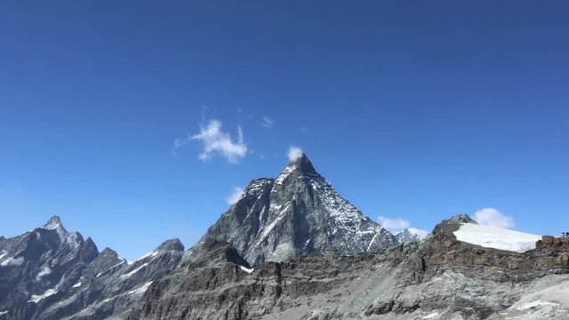 The Matterhorn (Monte Cervino) is a pyramidal-shaped colossus on Pennine Alps