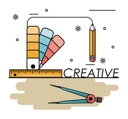 Creative colors and ideas with graphic design elements cartoons vector illustration