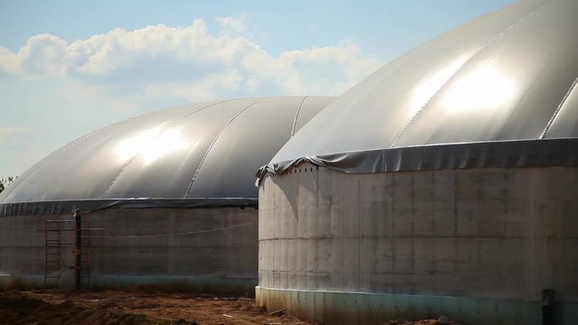 Production of biogas. Biogas plant. Construction of production facilities for processing chicken litter in biogas. Alternative Energy with Bio Technology