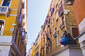 Fototapeta na wymiar Architecture of narrow street of Venice, Italy
