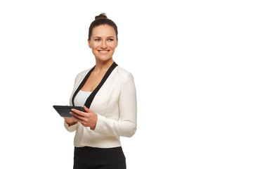 business lady with a tablet in her hands