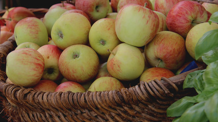Green Apple In Basket On Local Fruits And Vegetables In Vienna Austria