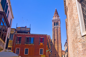 Bell tower of Rettoriale Church of San Polo in Venice