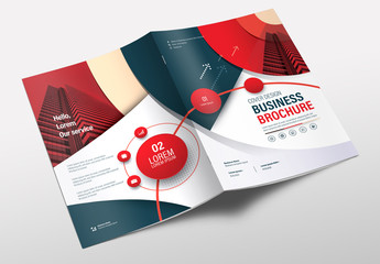 Brochure Layout with Red and Gray Accents