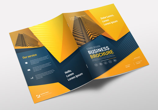 Brochure Layout with Orange and Blue Accents