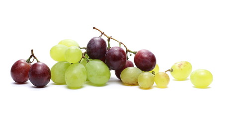 cardinal and white grapes isolated 