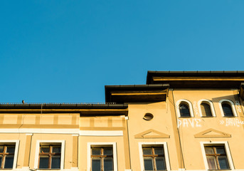 Low Angle View of Building against Clear Blue Sky in Berlin, Germany