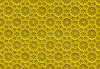 Indian, persian gold lattice ornament on stone background, seamless