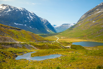 Beautifull road landscape of Norway countryside in Scandinavia
