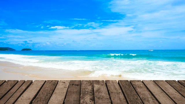 Close-up Terrace wooded pattern. Beach sea background