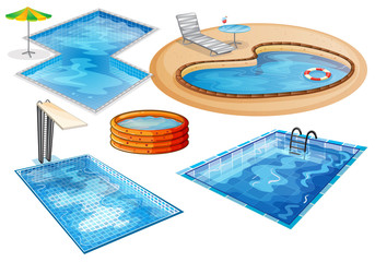 A set of swimming pool - obrazy, fototapety, plakaty