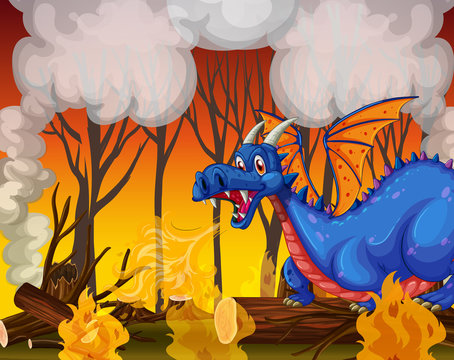 Dragon buring the forest