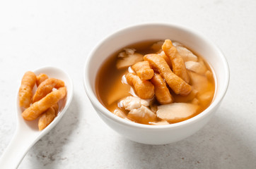 tofu pudding dessert ginger-soy custard in ginger syrup