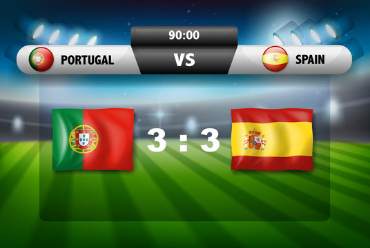 Protugal VS Spain scoreboard