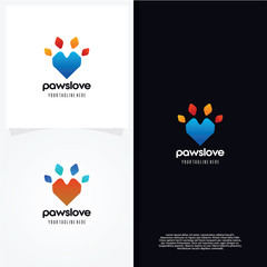 Love Paws Logo Template Design Vector, Emblem, Design Concept, Creative Symbol, Icon