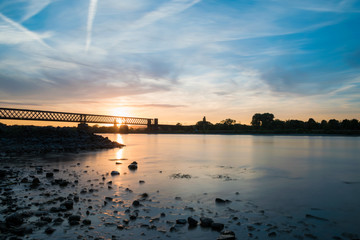 Sunset at the Rhine valley next to Koblenz, on the opposite side: Neuwied