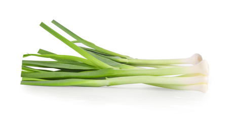 green shallots isolated on white background