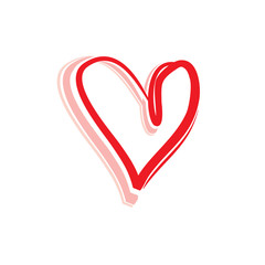 Heart. A red heart drawn by a free hand. Flat vector template.