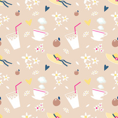 Seamless pattern with graphic elements on a summer theme