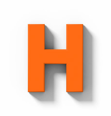 Fototapeta premium letter H 3D orange isolated on white with shadow - orthogonal projection