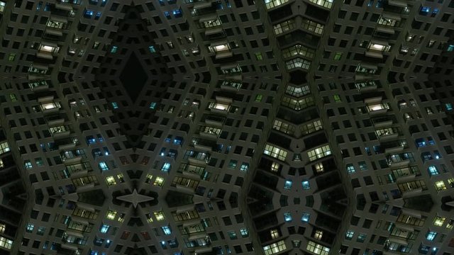 Timelapse kaleidoscope of city building