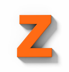 letter Z 3D orange isolated on white with shadow - orthogonal projection