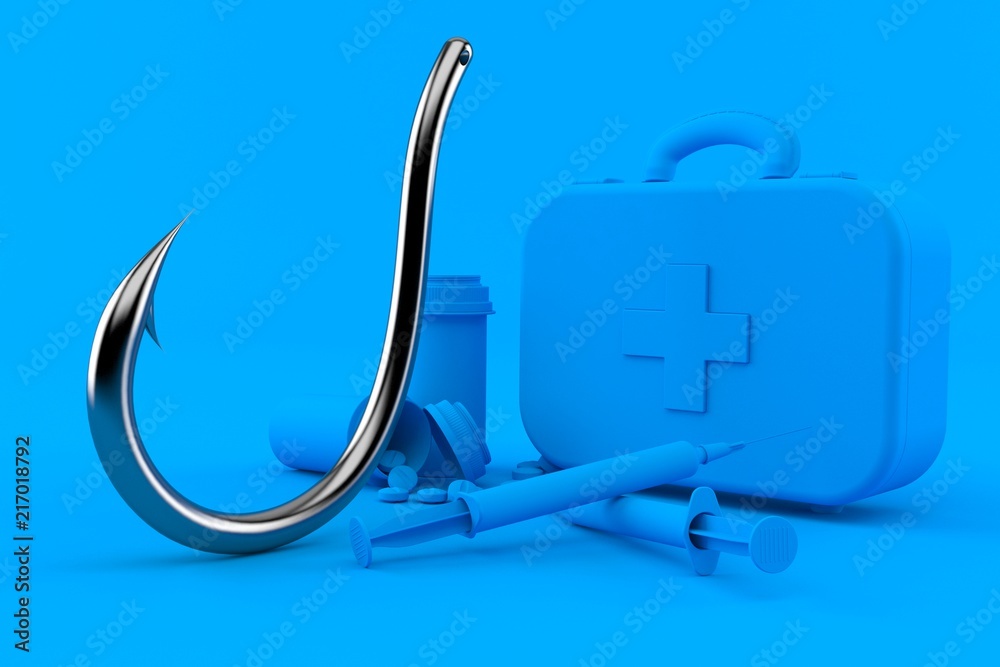 Poster healthcare background with fishing hook