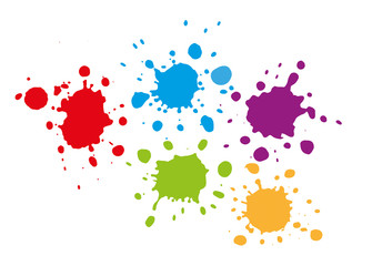 Bunte Farbkleckse - Farbspritzer mit Farbe - splashes splatter blotches blobs drops color - klecks spritzer farbig.