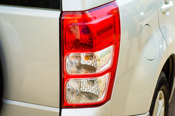 Vehicle tail lights white in the street