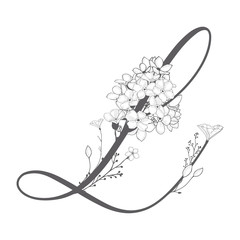 Vector Hand Drawn floral L monogram and logo