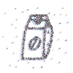 A lot of people form coffee beans, icon . 3d rendering.