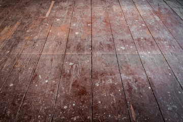 old wooden floor / floorboards in old apartment room - construction concept
