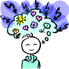 Stickman thinking positive by jziprian