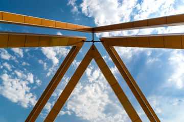  metal framing against a blue sky.Fragment.