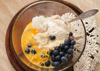 Healthy lemon bread with blueberries preparation