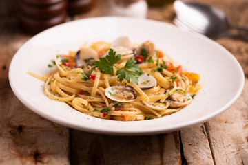 Linguine pasta in a clams sauce