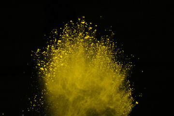 Explosion of colored powder isolated on white background. Power or clouds splatted. Freez motion of...