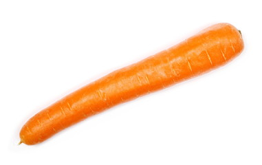 Carrots isolated on white background, top view