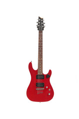 red electro guitar on white background