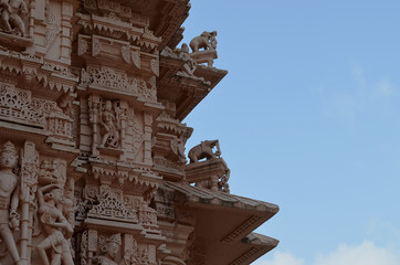 pillared walls of a ruined hindu temple